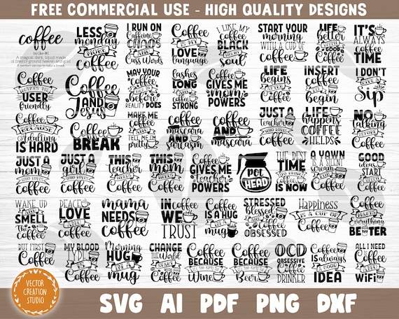 Coffee SVG Bundle Cut Files, Love Coffee Svg, Coffee Mug Svg, Sarcastic Coffee Quote Svg, Coffee Mom Shirt Print Svg, Silhouette Cricut