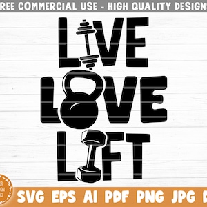Live Love Lift SVG Cut File, Gym SVG Bundle, Gym Sayings Quotes Svg, Fitness Quotes Svg, Workout Motivation Svg, Silhouette Cricut