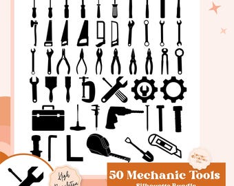 50 Mechanic Tools Bundle Svg, Tools Clipart, Tools Silhouette, Tools Cricut, Tools Vector, Tools Svg Cut file, Tools Decal, Monogram, Vinyl