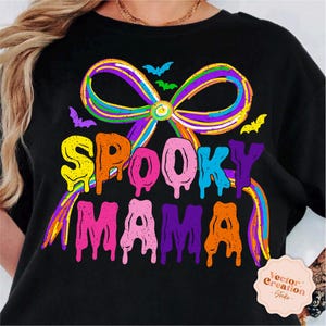 Spooky Mama Png, Neon Halloween Png, Retro Halloween Png, Mama Shirt Png, Halloween Mama Png, Preppy Mama Png, Halloween Coquette Bow Png