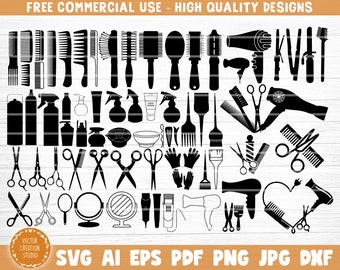 68 Hairdresser Big Bundle Equipment Svg Cut Files, Hairdresser Cricut, Hairdresser Silhouette, Hairdresser Vector, Clipart, Clip Art