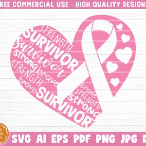Cancer Survivor Heart Svg Cut File, Vector Printable Clipart, Cancer Quote Svg, Cancer Saying Svg, Breast Cancer Bundle Svg