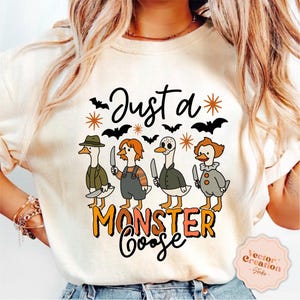 Just A Monster Goose Png, Halloween Goose Png, Funny Halloween Png, Retro Goose Png, Fall Shirt Png, Retro Halloween Png, Cute Horror Png