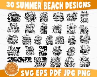 Summer Beach Quotes Big Bundle Svg, Beach Quotes Vector, Summer Beach Cricut, Summer Beach Quotes Print en una camisa, Beach Life Svg