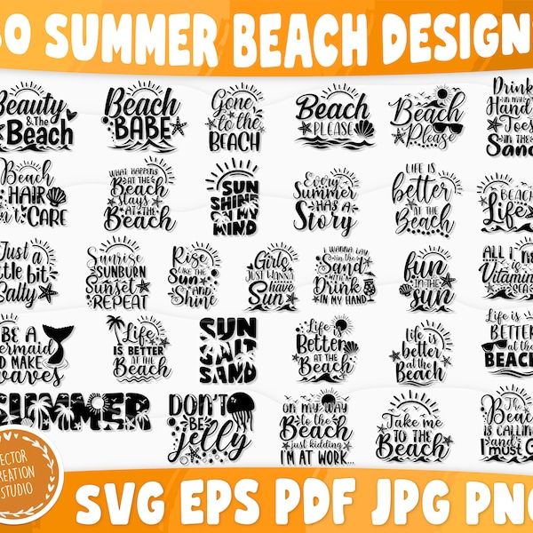 Summer Beach Quotes Big Bundle Svg, Beach Quotes Vector,Summer Beach Cricut,Summer Beach Quotes Print On A Shirt, Beach Life Svg