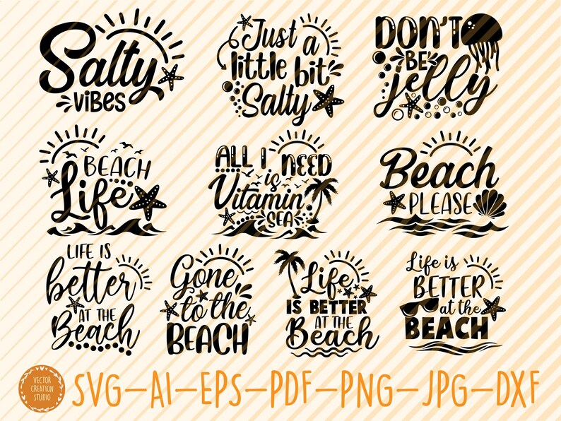 Summer Beach Quotes Big Bundle Svg Beach Quotes VectorSummer | Etsy