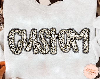 Nombre personalizado de leopardo en PNG, diseño de sublimación con purpurina sintética de leopardo estilo preppy, paquete de PNG para mamá leopardo