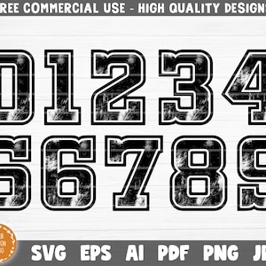 Disstressed Sport Numbers SVG Disstressed Font SVG Numbers - Etsy