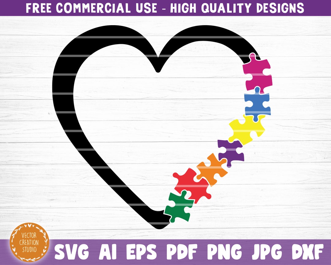 Autism Heart Puzzle Pieces Svg File Autism Heart Vector - Etsy