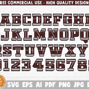 Football Alphabet SVG, Football Font SVG, Football Letters Svg, Numbers SVG,  Sport Alphabet Svg, Sport Font Svg, Printable Clipart