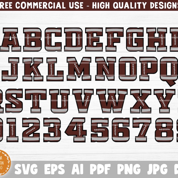 Football Alphabet SVG, Football Font SVG, Football Letters Svg, Numbers SVG,  Sport Alphabet Svg, Sport Font Svg, Printable Clipart