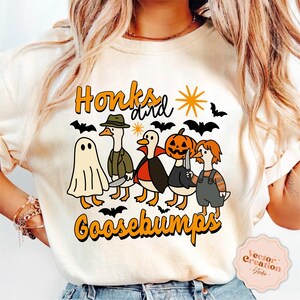 Honks And Goosebumps Png, Halloween Goose Png, Funny Halloween Png, Retro Goose Png, Fall Shirt Png, Retro Halloween Png, Spooky Goose Png