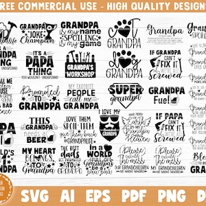 Grandpa Bundle SVG Cut Files, Grandpa Vector Printable Clipart, Grandparents Life Quote Bundle, Grandpa Life, Grandfather Shirt Print Svg