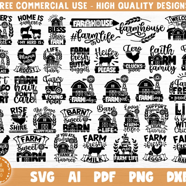 Farm Life SVG Bundle Cut File, Farm House Svg, Farm Family Svg, Funny Farm Sayings Svg, Funny Farm Quotes, Farm Shirt Svg, Silhouette Cricut