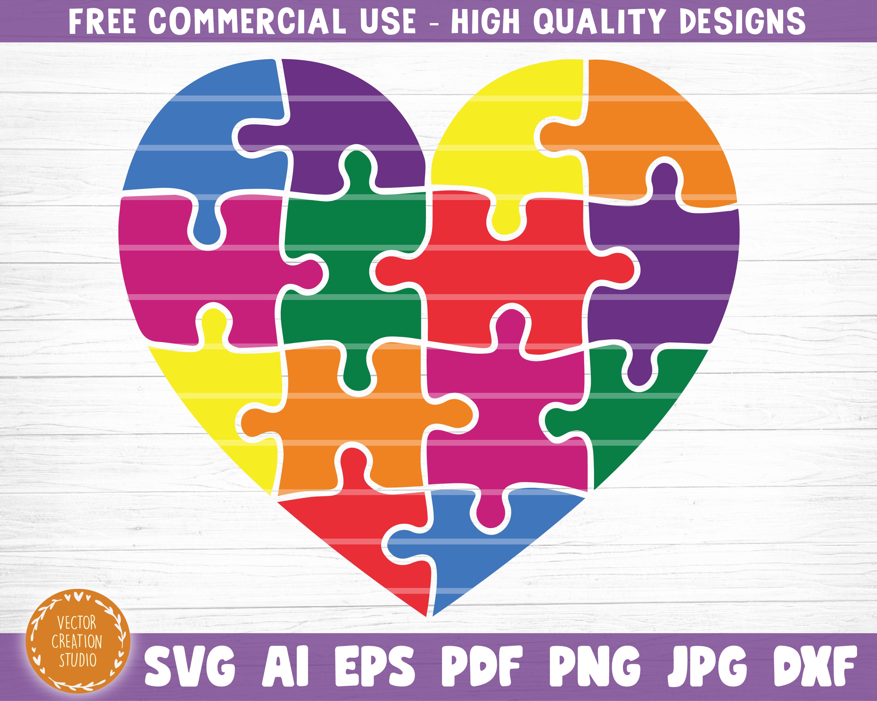 Autism Heart Puzzle Pieces Svg File Autism Puzzle Heart - Etsy