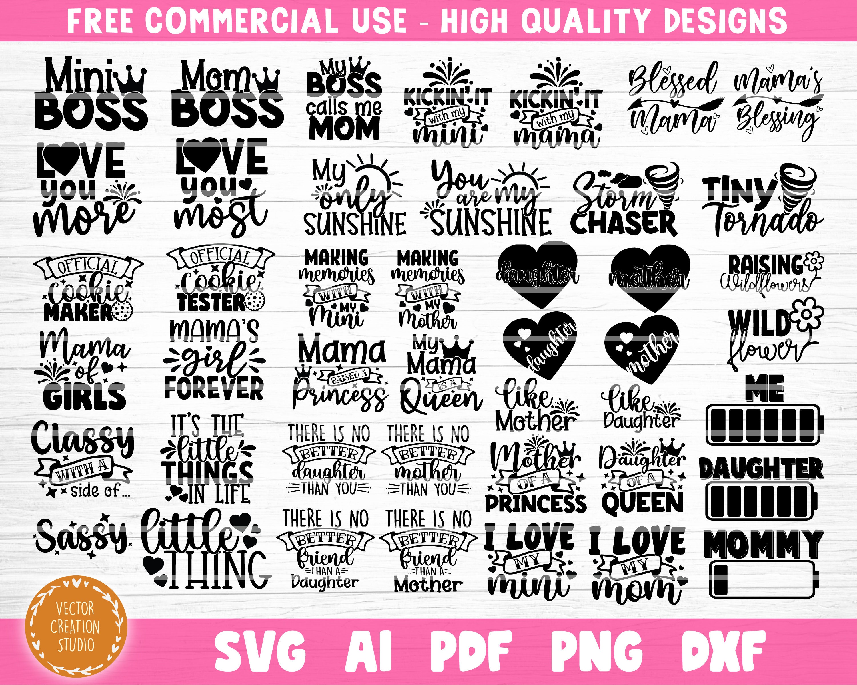 Svg File Matching Mother Daughter Matching SVG Bundle, Mom and Baby Girl Shirt Svg Cut ...