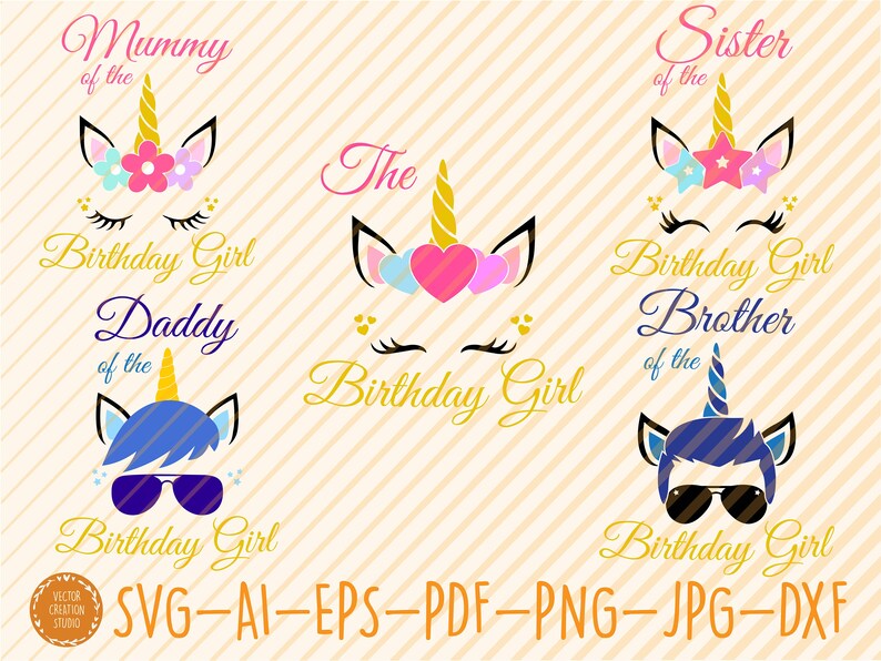 Download Happy Birthday Girl Unicorn Bundle Svg Unicorn Head Svg | Etsy