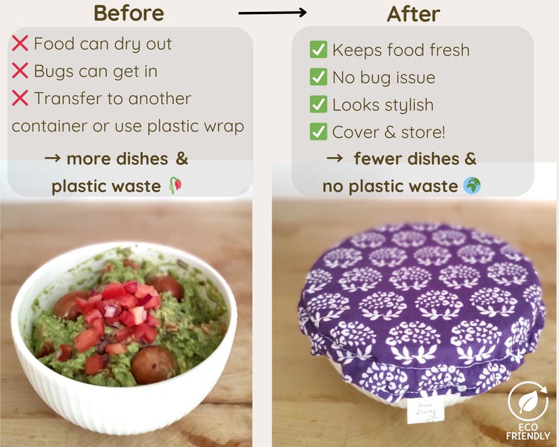 Waterproof Bowl Covers 6”, 9” | Reusable Food Wrap | Sourdough Gift | KitchenAid Bowl Cover| Alternative to Plastic Wraps & Beeswax Wrap image 4