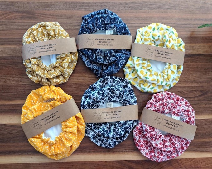 Reusable Waterproof Bowl Covers, 6" & 9" | Washable Cotton Food Covers