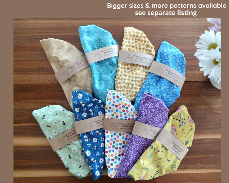 Waterproof Bowl Covers 6”, 9” | Reusable Food Wrap | Sourdough Gift | KitchenAid Bowl Cover| Alternative to Plastic Wraps & Beeswax Wrap image 15