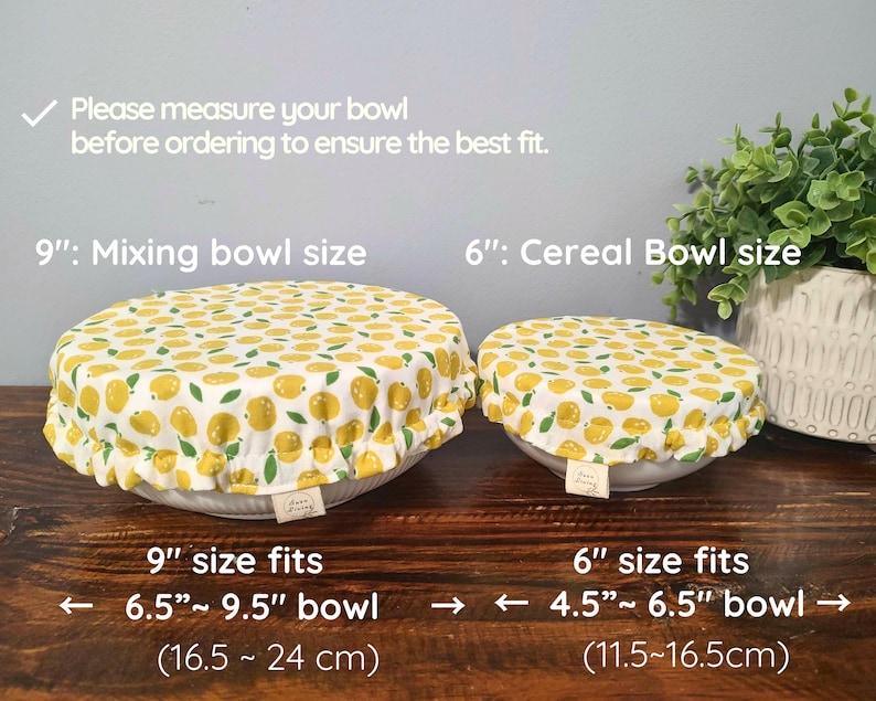 Reusable Bowl Covers, Waterproof Food Covers | 6", 9" & Set of 2 | Machine Washable image 3