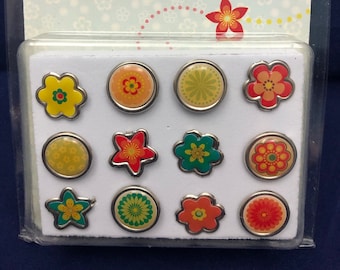 MOD Whirligig Assorted Flowers Epoxy Brads for Scrapbooking, Paper Crafts, etc.