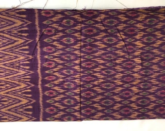 Gorgeous Lightweight Silk Fabric In Purple, Gold, Red and Green Border Print  33" x 56"