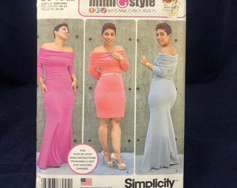 Simplicity 8045 Mimi G Style Women's Knit Dress Pattern Sz 20W-28W Uncut, FF