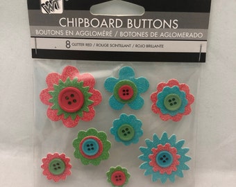 Paperbliss Scrapbooking Flower Themed Buttons, for Papercrafts, Greeting Cards, etc.