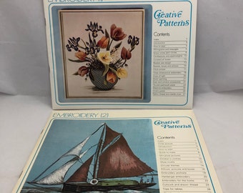 Creative Patterns 1975 Embroidery 1 and 2 Idea and Instruction Books