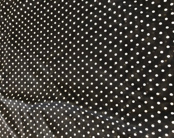 Tissue Jersey Sheer Fabric Black With White Printed Polka Dots 2-Way Stretch 60" x 29"