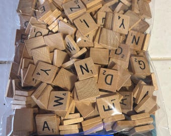 Vintage Original Wooden Scrabble Tiles – Authentic Game Pieces – Approx. 9.7 oz – Letter Tiles for Crafts, Games & Decor