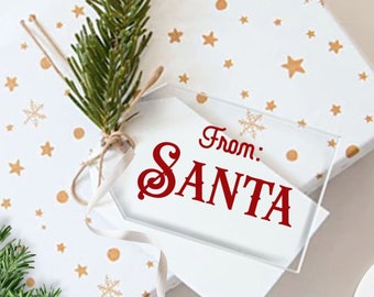 From Santa, Acrylic Holiday Gift Tag  |  Christmas gift tag  |  reusable Santa gift tag  |  Santa gift