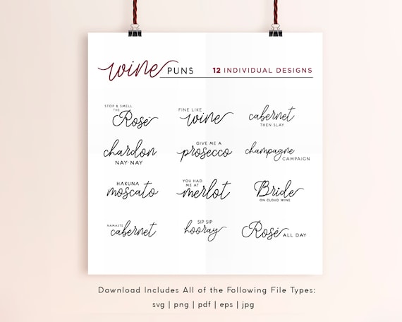 Wine Sayings, Wine Puns SVG Bundle, 12 designs, Wine Labels, Wine Vectors, Individual Files, Wine Funny, Hostess Gift, Wine Tasting SVG