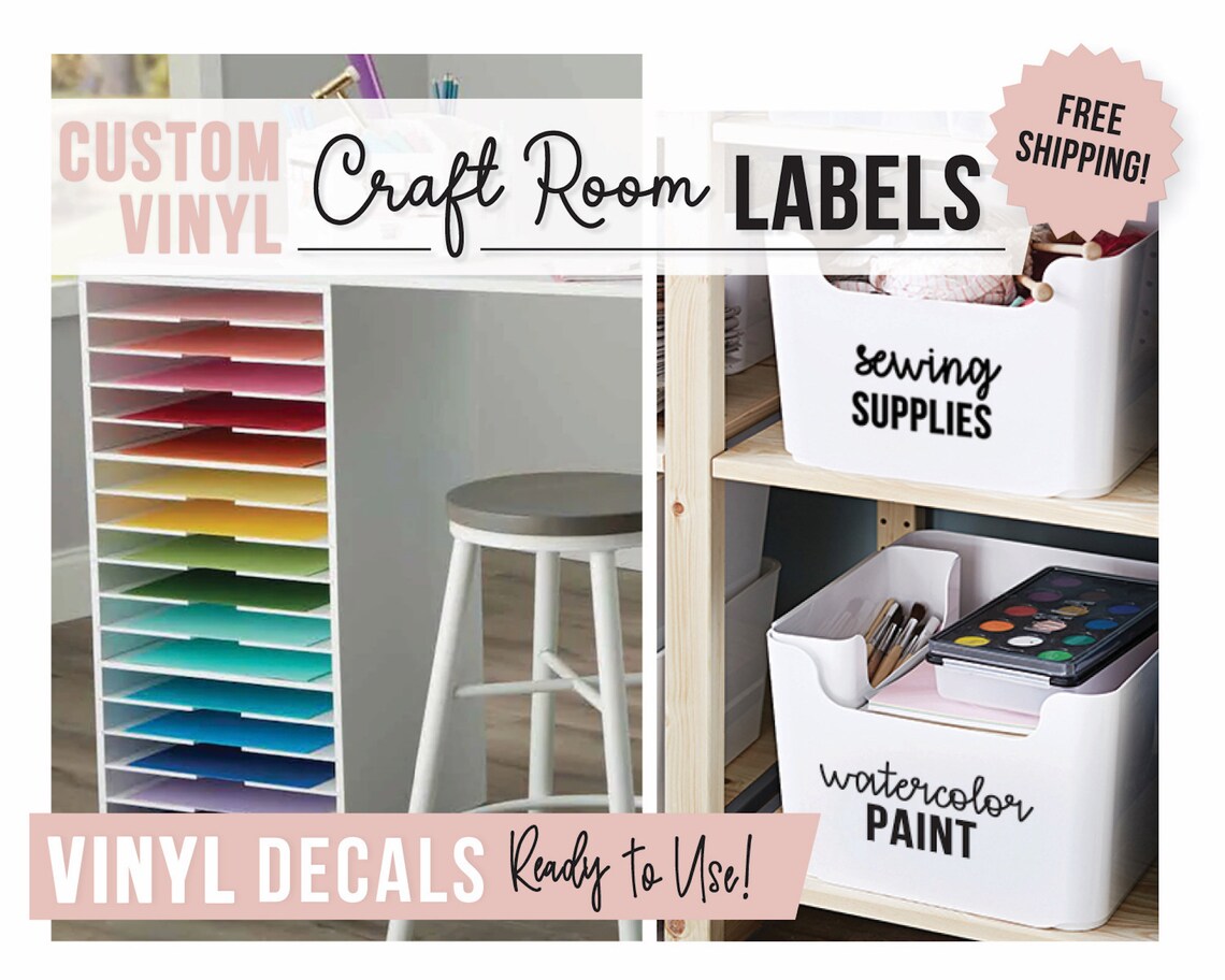 Craft Room Labels Custom Vinyl Decals Craft Room Etsy