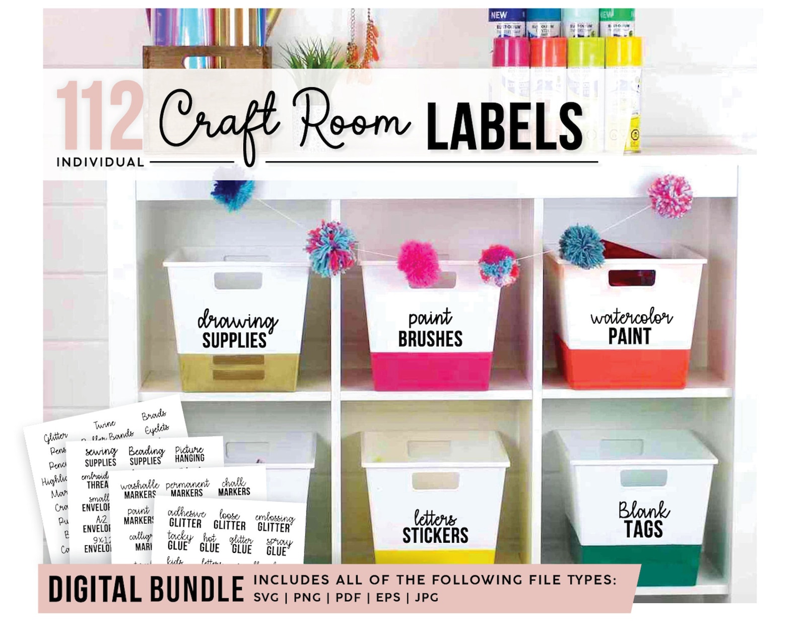 Craft Room Storage Labels SVG Craft Room Organization Art Etsy
