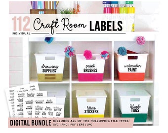 Craft Room Storage Labels SVG | Craft Room Organization | Art Supply Storage | Digital Bundle | Home Organization Labels | Cricut Digital