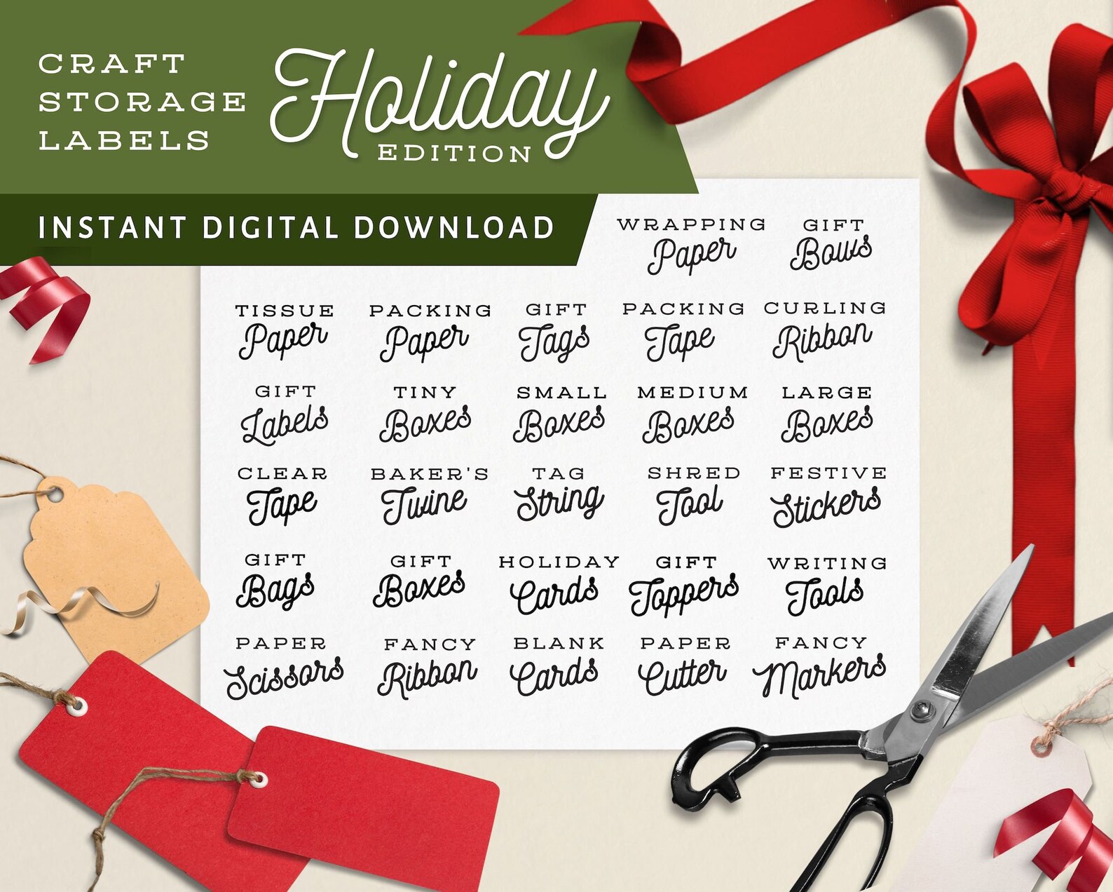 Holiday SVG Bundle Storage Labels Gift Wrap Station Etsy