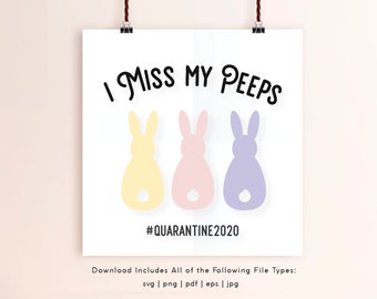 Social Distancing Easter svg, Long Distance, Spring Quarantine, Easter Bunny, Peeps svg, Social Distancing Card, Long Distance Relationship