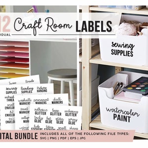 Craft Room Storage Labels SVG Craft Room Organization Art Supply Storage Digital Bundle Home Organization Labels Cricut Digital zdjęcie 2