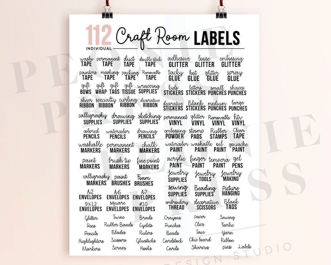 Craft Room Storage Labels SVG Craft Room Organization Art Etsy