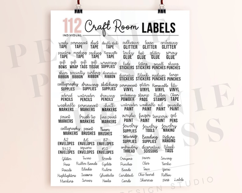 Craft Room Storage Labels SVG Craft Room Organization Art Supply Storage Digital Bundle Home Organization Labels Cricut Digital zdjęcie 3