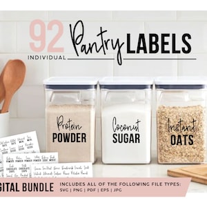 Pantry Labels SVG | Food Storage Organization SVG | Kitchen Pantry Organization | Storage Labels | Digital Bundle | Cricut Digital Cut File