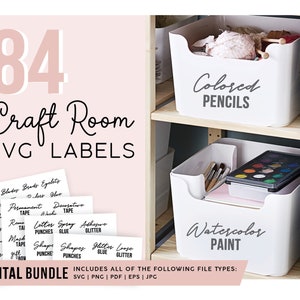 Craft Room Storage Labels SVG | Craft Room Organization SVG | Art Craft Supply Storage | Digital Bundle | Home Organization Cut Labels