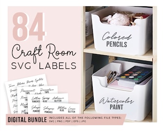 Craft Room Storage Labels SVG | Craft Room Organization SVG | Art Craft Supply Storage | Digital Bundle | Home Organization Cut Labels