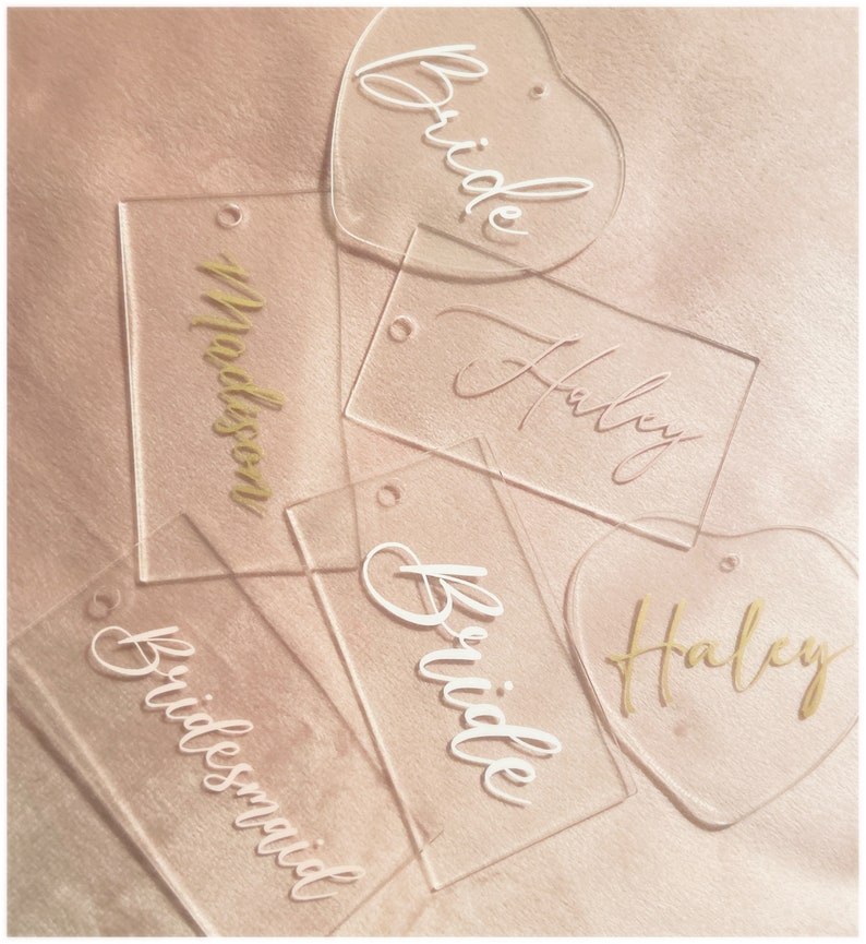 Custom Acrylic Gift Tags, Bridesmaid Gift Tags, Bridal Wedding Bachelorette Party Favors, Personalized Luggage/Stocking/Bag Tag image 3
