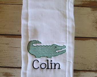 Baby burp cloth Personalized | Alligator Monogrammed Burp Cloth set | Gift for baby | Shower Gift for baby| Alligator | Later Alligator