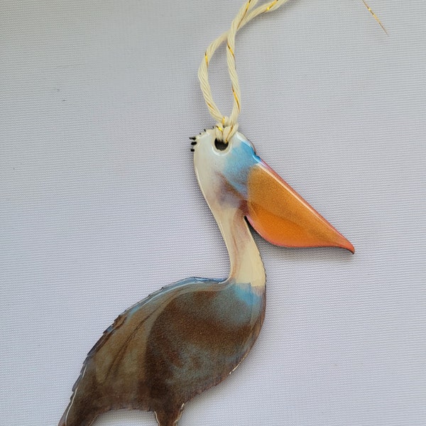 Pelican Ornament | Louisiana Pelican Art | Coastal | Southern Art | Handmade Louisiana State Bird Ornament | Brown Pelican | Louisiana Art