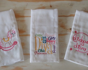 Baby burp cloth Personalized | Diaper Diva Burp Cloth set | Burp cloth | gift for her | gift for baby | gift for baby girl | baby shower