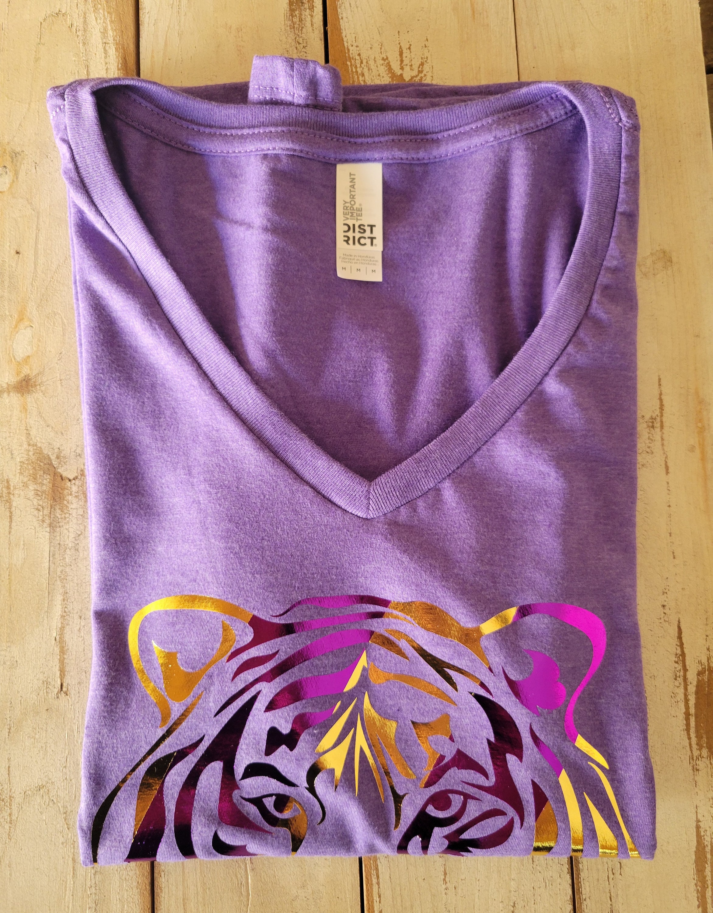 Tiger Purple & Gold Foil Stripes on District ® Women's Very